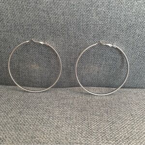 Large Silver Hoop Earrings